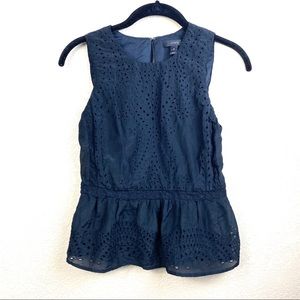 J Crew Eyelet Peplum Top